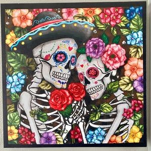 NWT Dia de los Muertos Halloween Skeleton Canvas